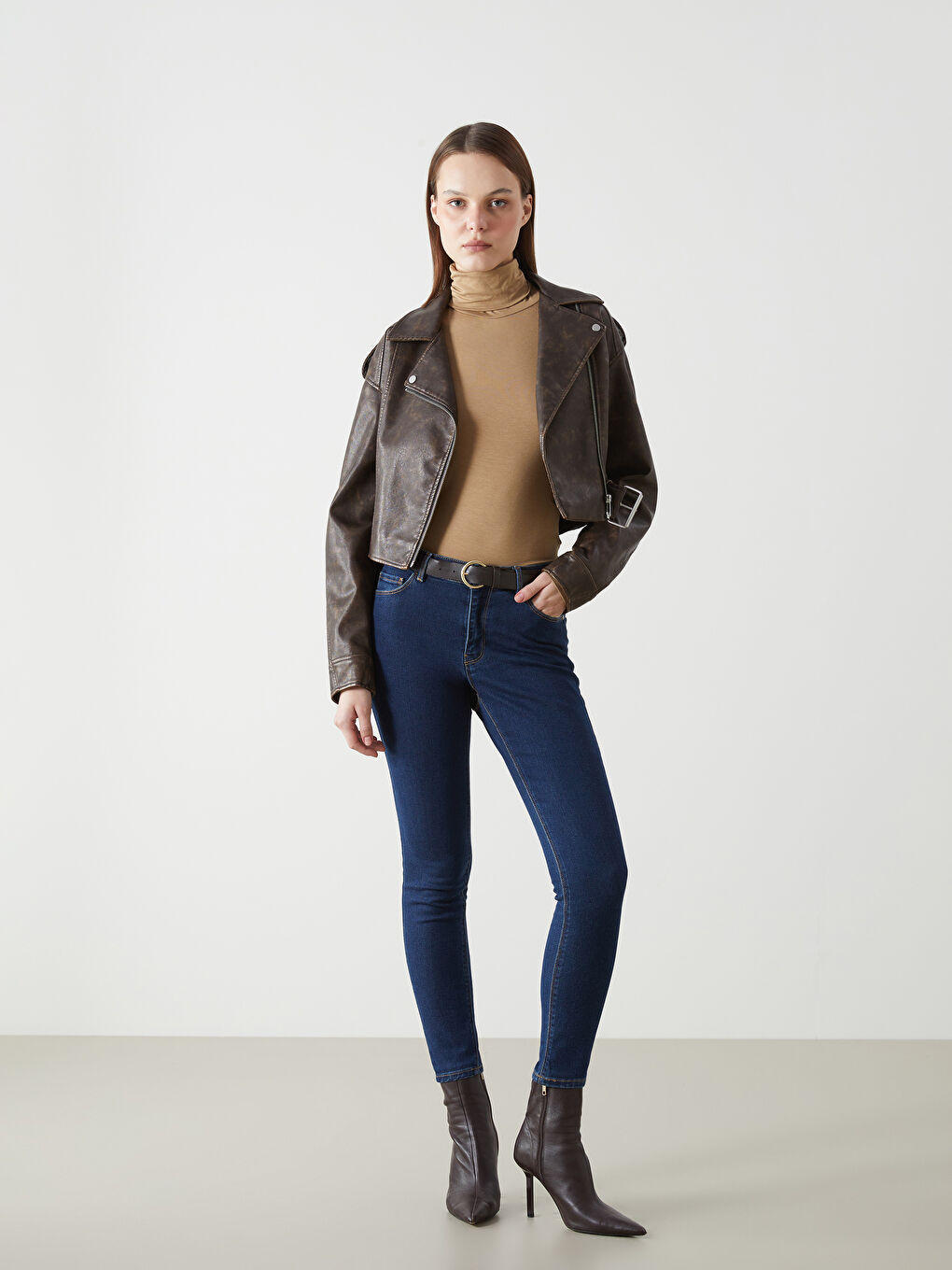 İndigo Beli Kemerli Mercury Skinny Fit Kadın Jean Pantolon