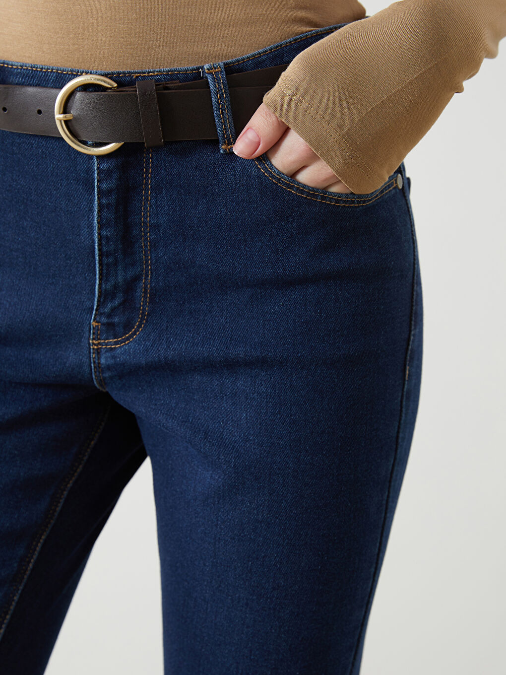 İndigo Beli Kemerli Mercury Skinny Fit Kadın Jean Pantolon-2