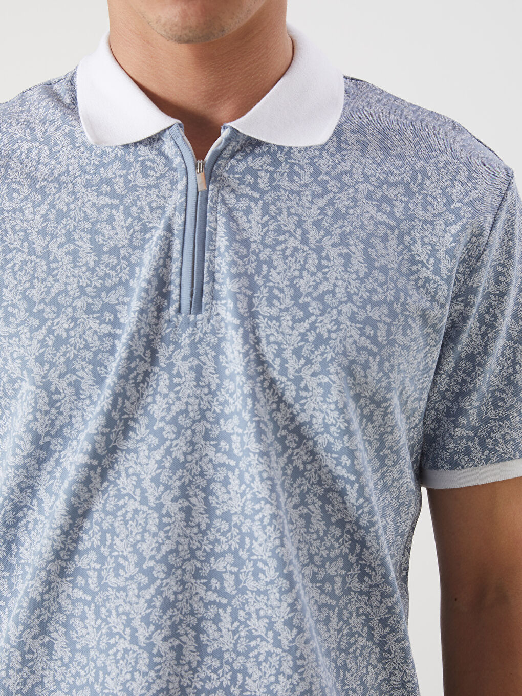 Patterned Men's Polo Neck T-Shirt -S4FT33Z8-J0M