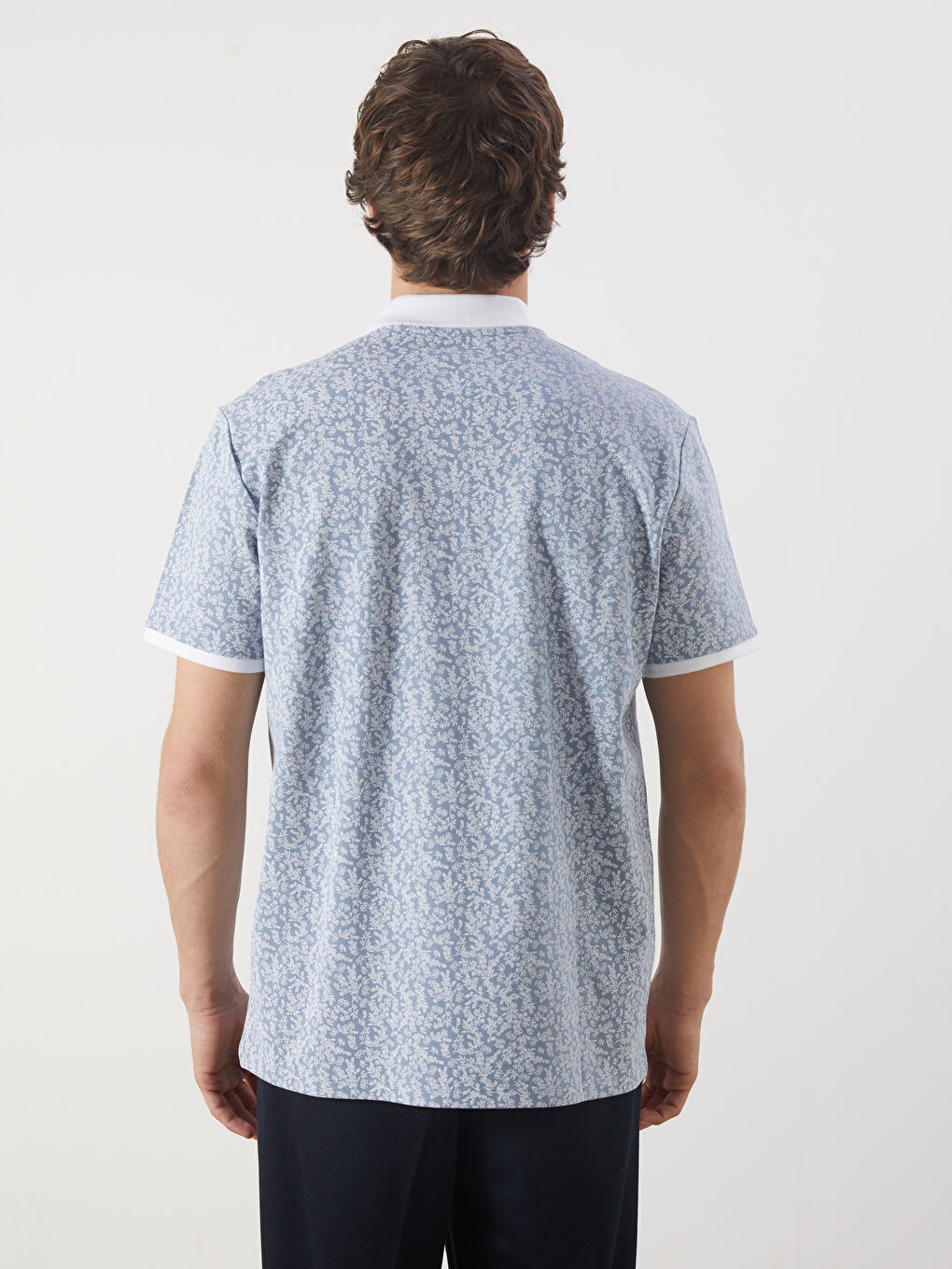 Patterned Men's Polo Neck T-Shirt -S4FT33Z8-J0M