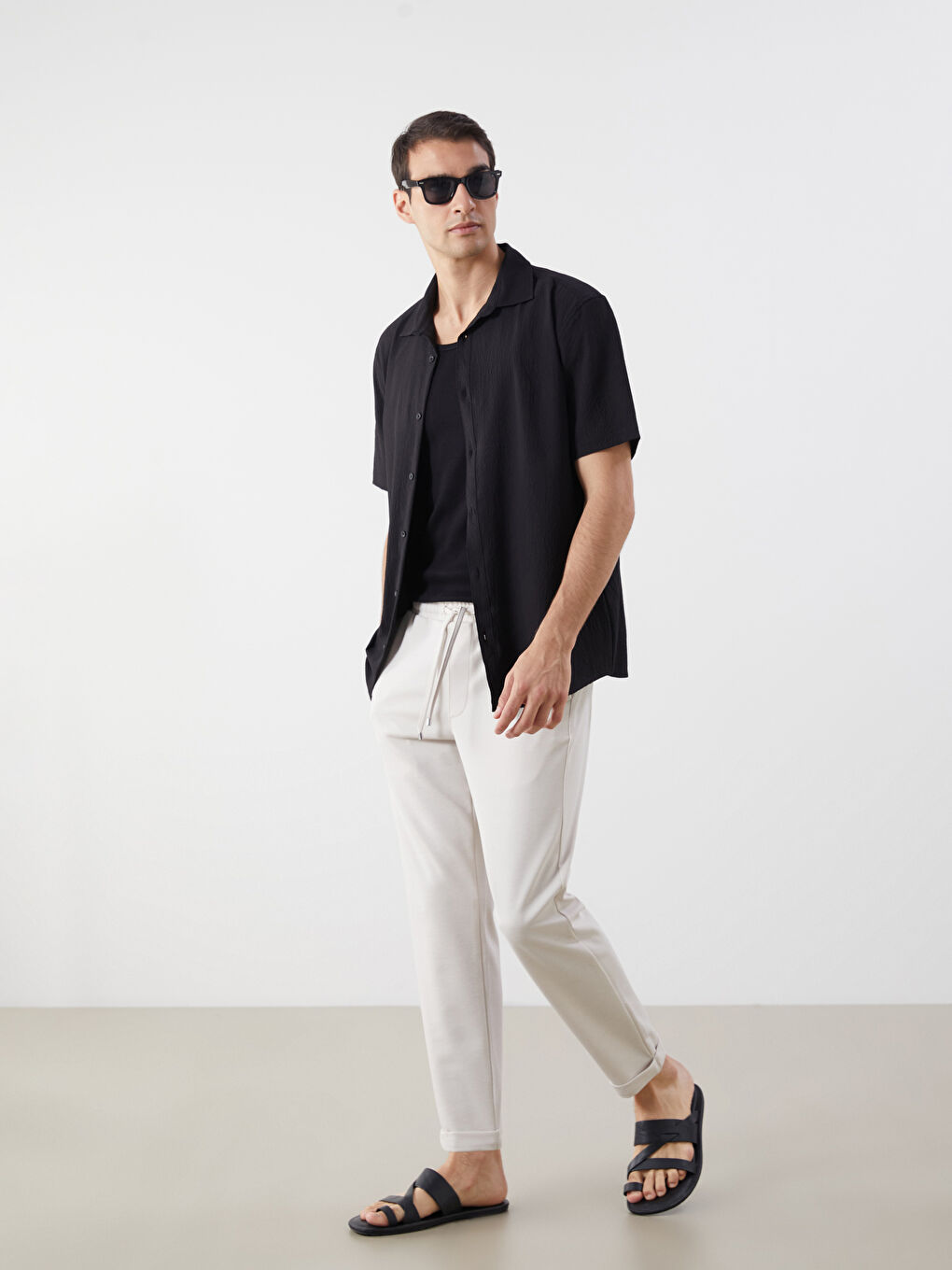 Ekru Slim Fit Erkek Pantolon