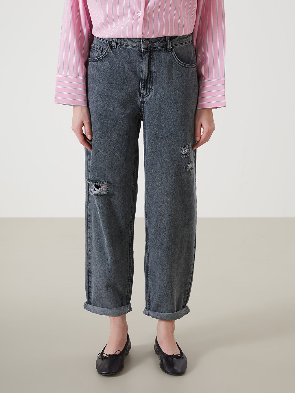 LCW Jeans Boyfriend Ripped Detailed Women's Jeans -S4G730Z8-327