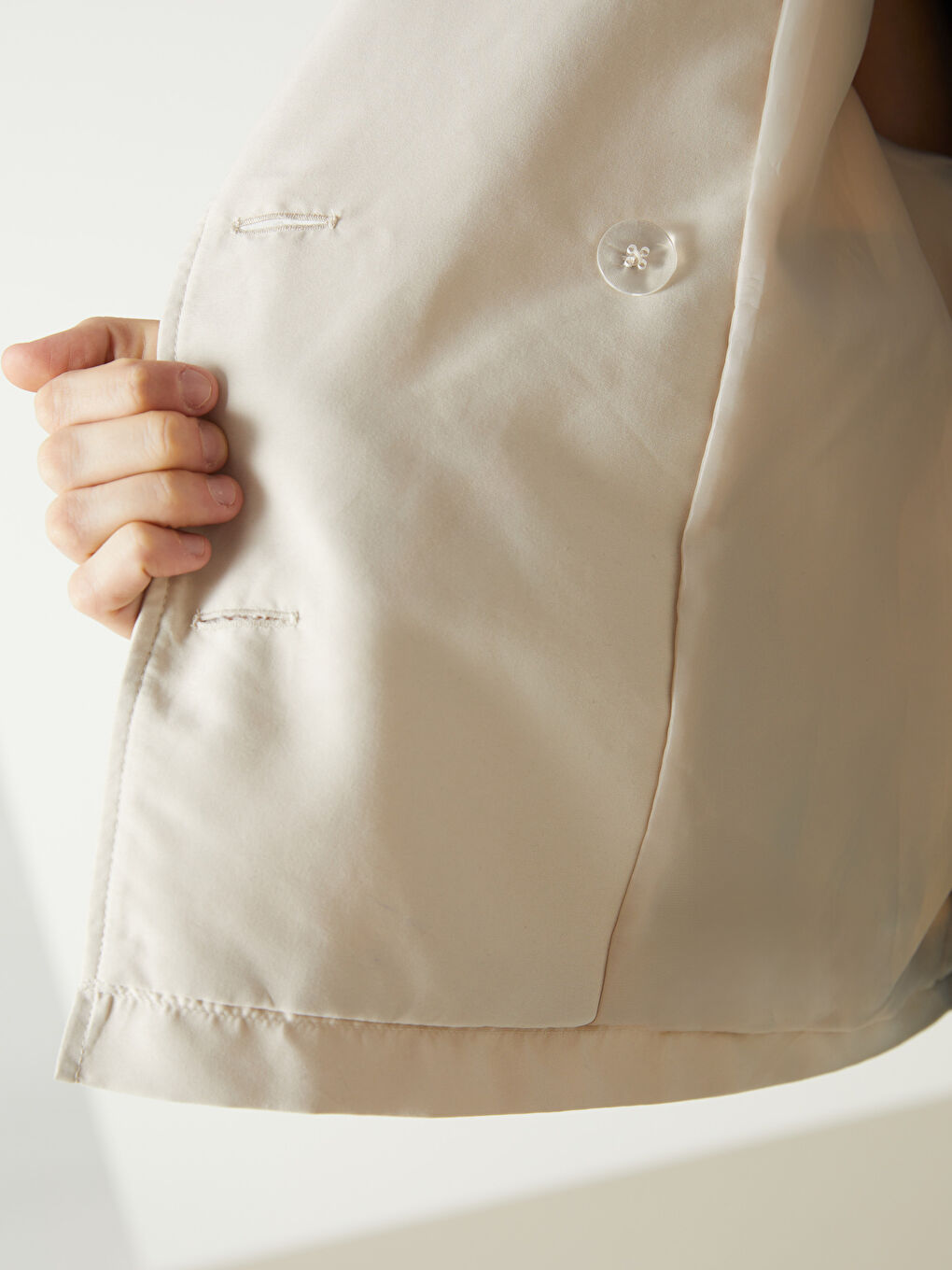 Bej Ceket Yaka Oversize Kadın Trençkot-3