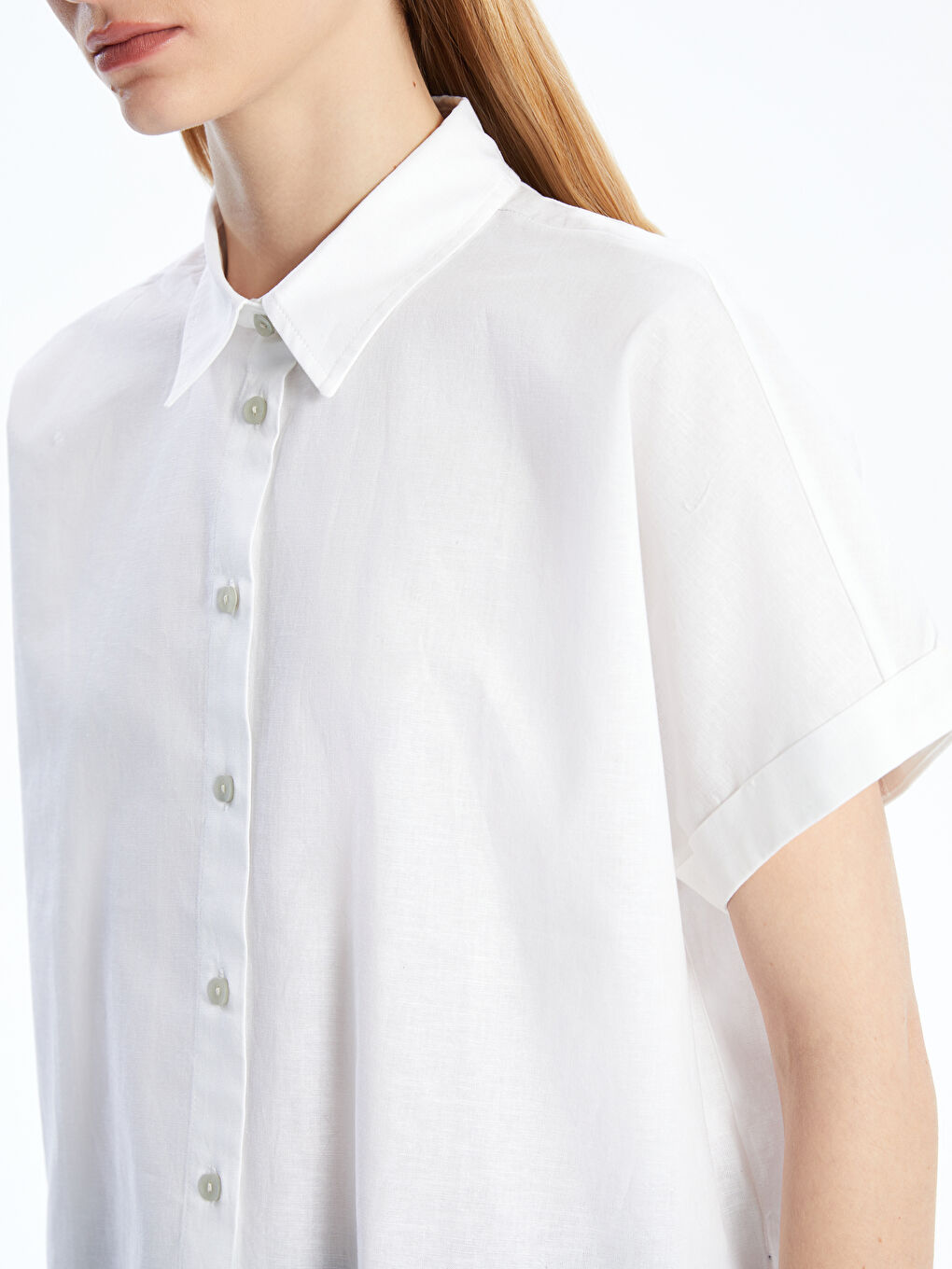 LCW Vision Linen Blend Oversize Women's Shirt -S4GA31Z8-R9J