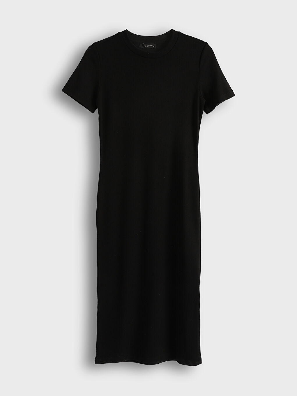 Siyah Bisiklet Yaka Bodycon Elbise-15