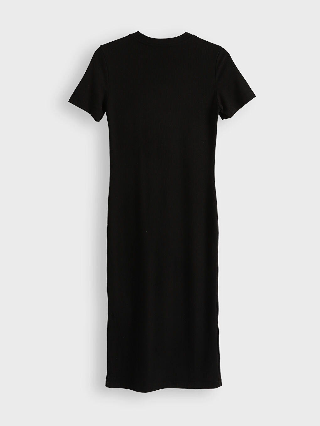 Siyah Bisiklet Yaka Bodycon Elbise-16