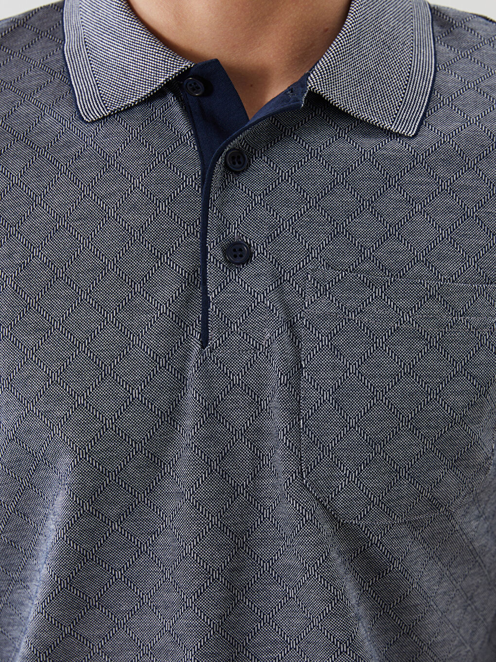 Lacivert Polo Yaka Kısa Kollu Erkek Tişört-2