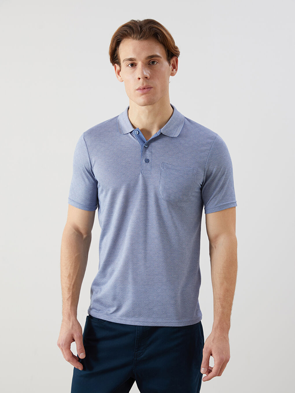 Mavi Polo Yaka Kısa Kollu Erkek Tişört