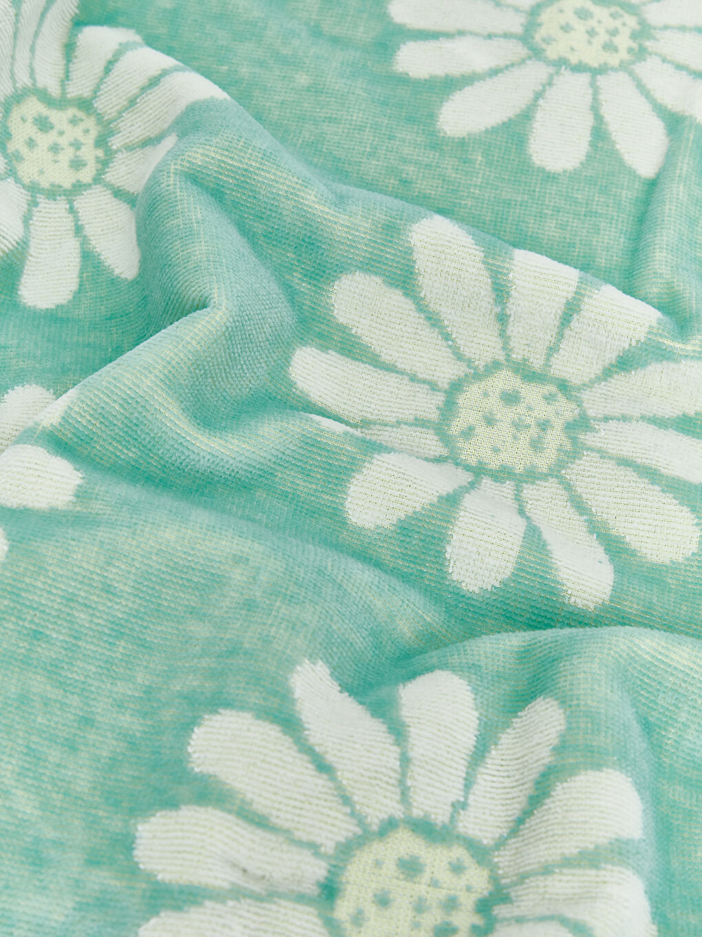 Yeşil Çiçek Baskılı Kadın Plaj Havlusu 70x145 cm-2