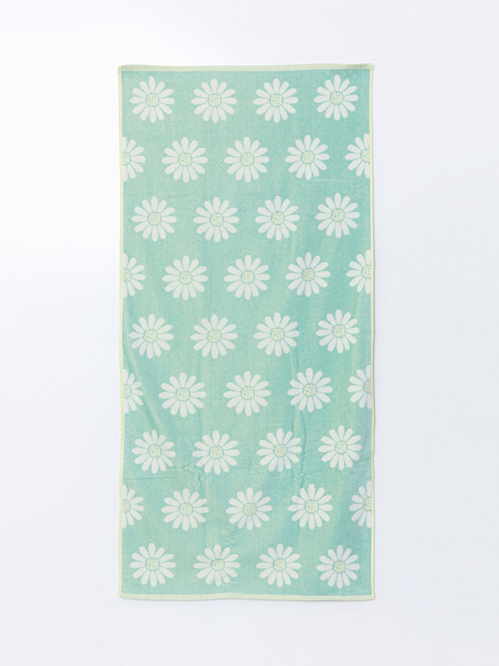 Yeşil Çiçek Baskılı Kadın Plaj Havlusu 70x145 cm-3