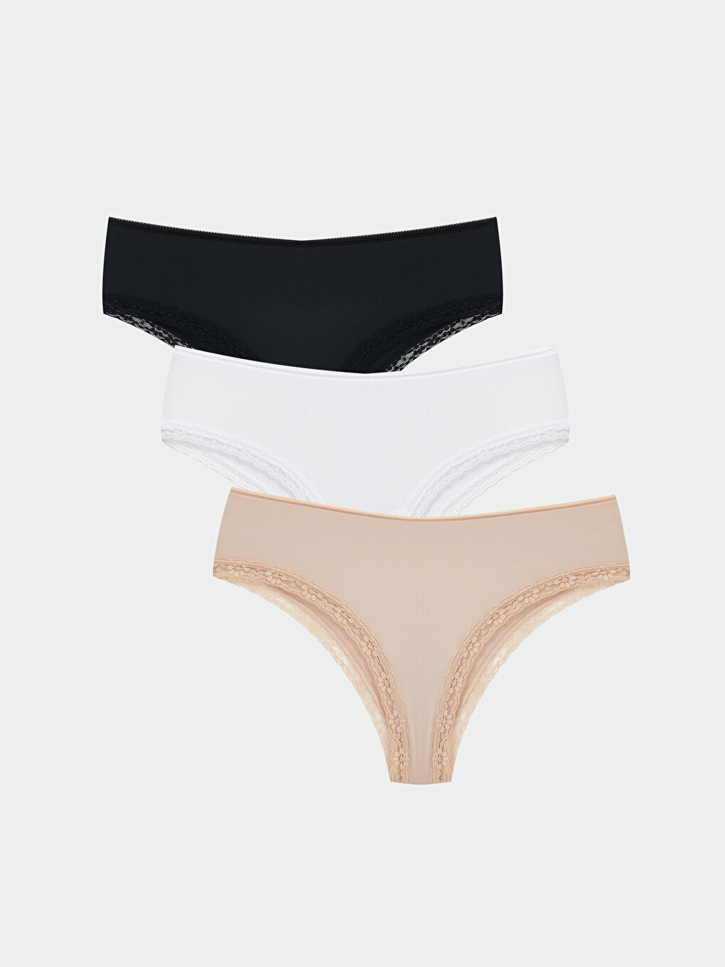 LCW DREAM Lace Detail Brazilian Knickers 3-Pack -W40553Z8-D0P