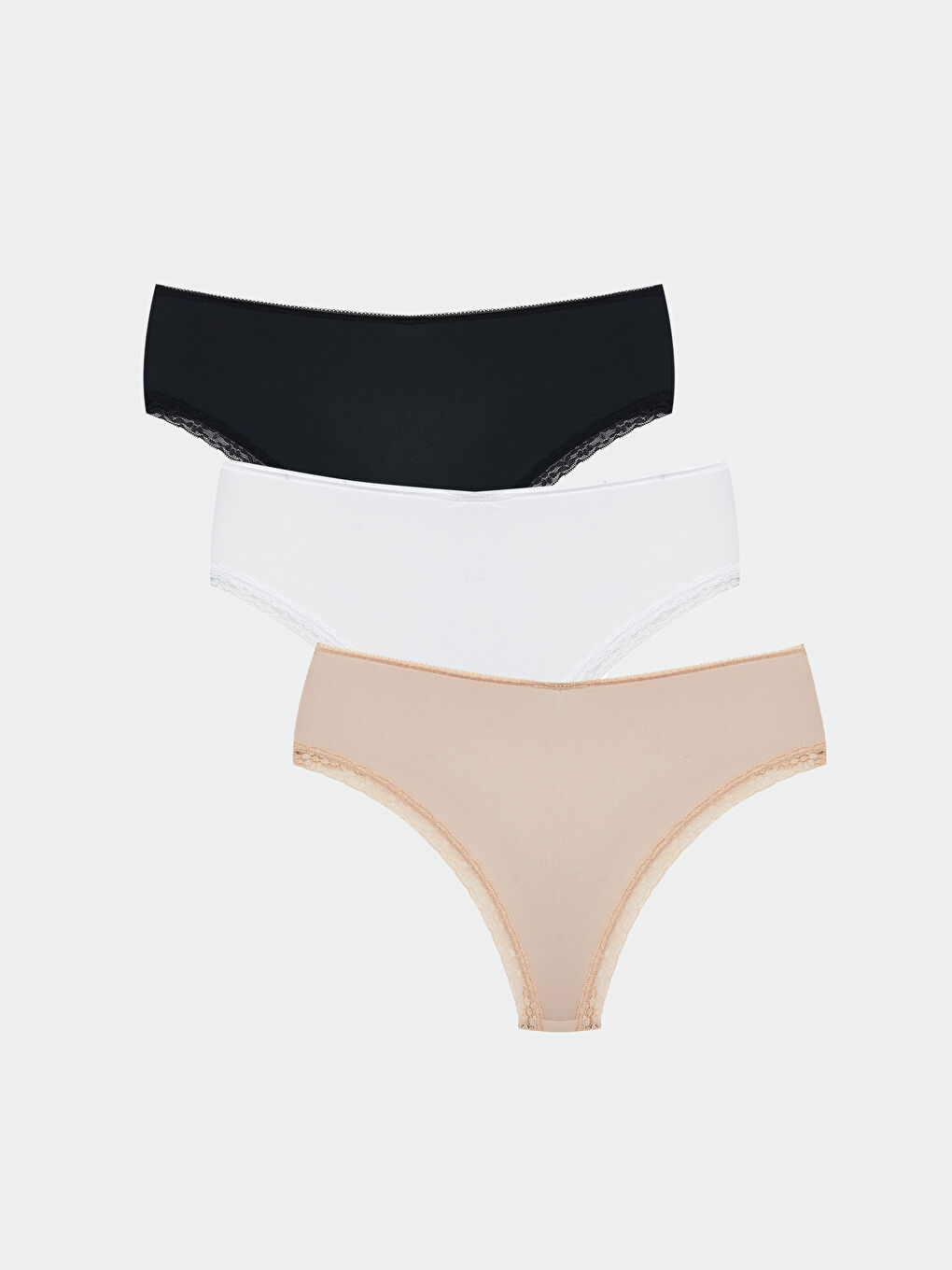 LCW DREAM Lace Detail Brazilian Knickers 3-Pack -W40553Z8-D0P