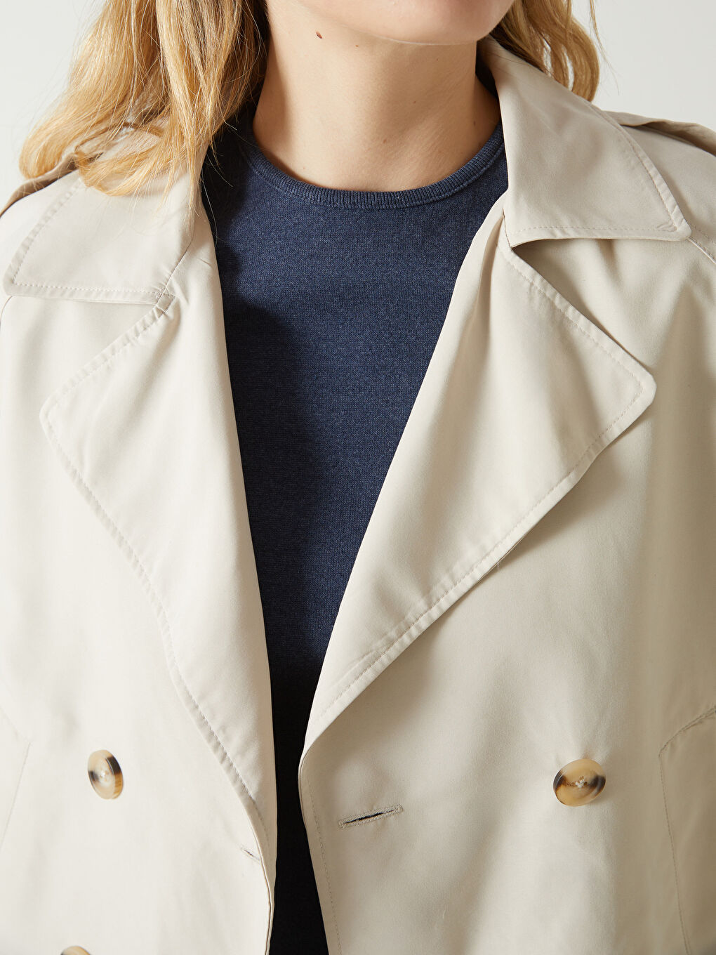 Trenci Pentru Femei Supradimensionat Cu Guler Jachetă-2