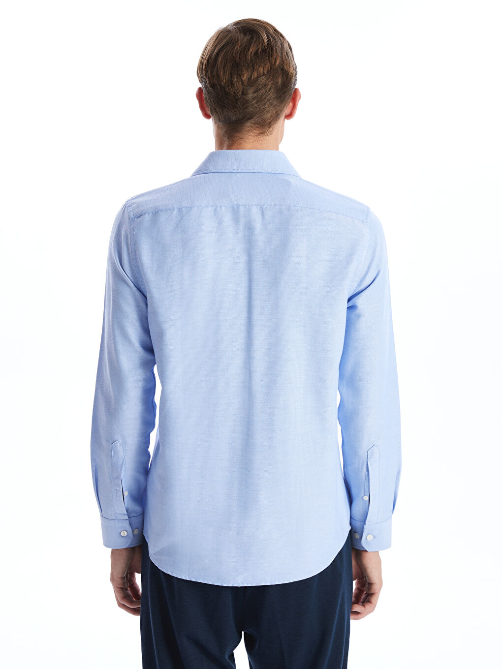 Slim Fit Long Sleeve Oxford Men's Shirt -W41250Z8-CU5