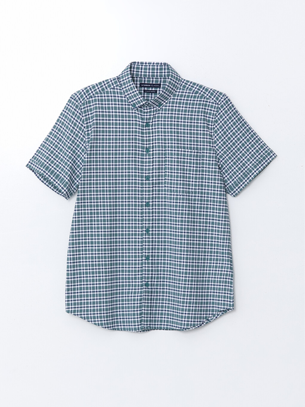Regular Fit Short Sleeve Plaid Oxford Men's Shirt-4