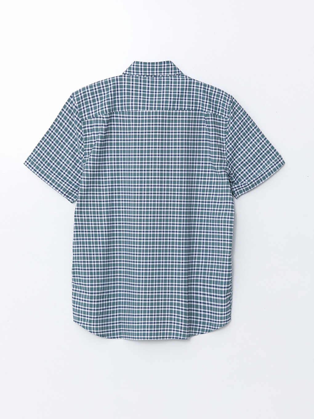 Regular Fit Short Sleeve Plaid Oxford Men's Shirt-5