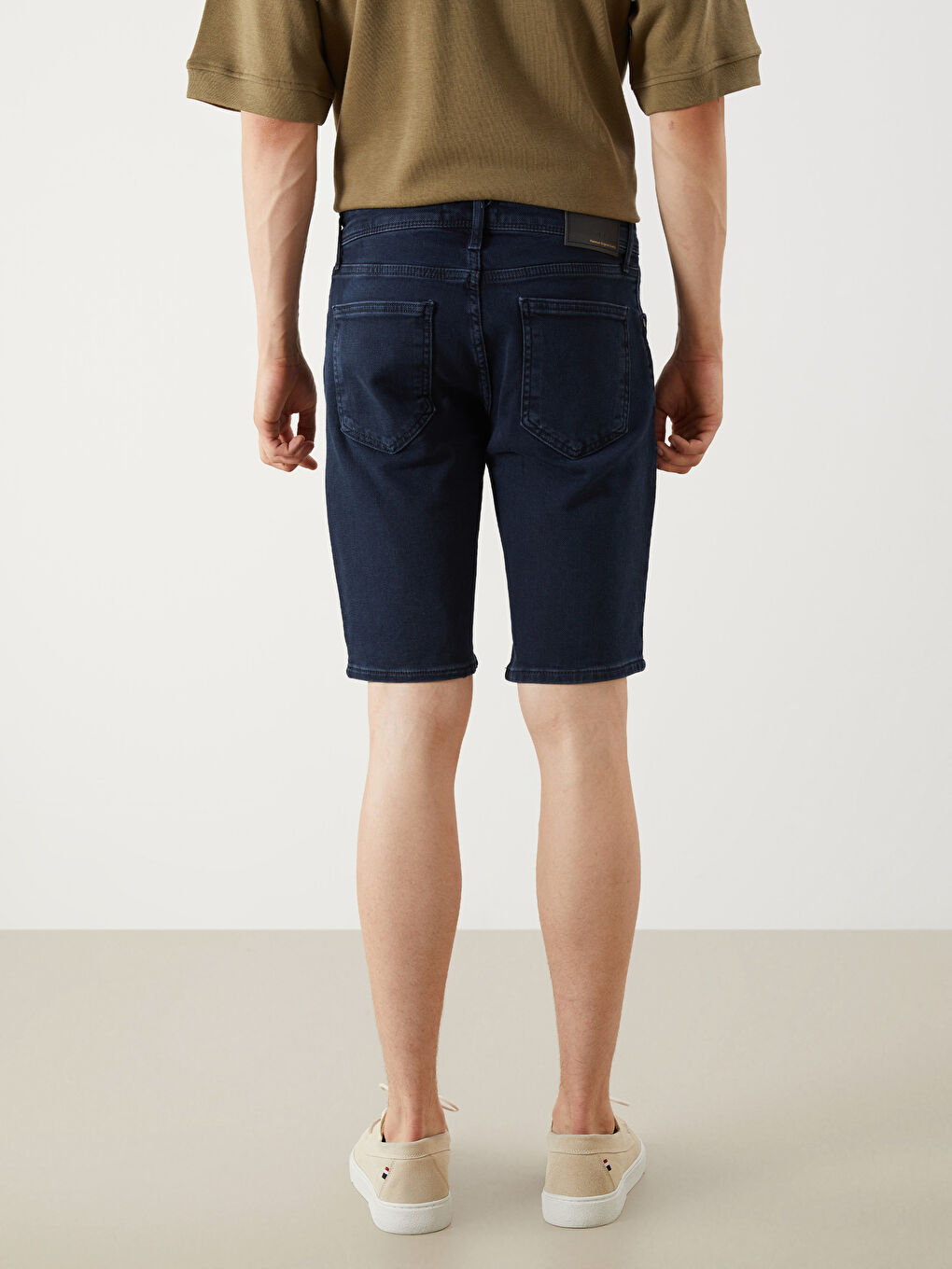 İndigo Slim Fit Erkek Jean Şort-3