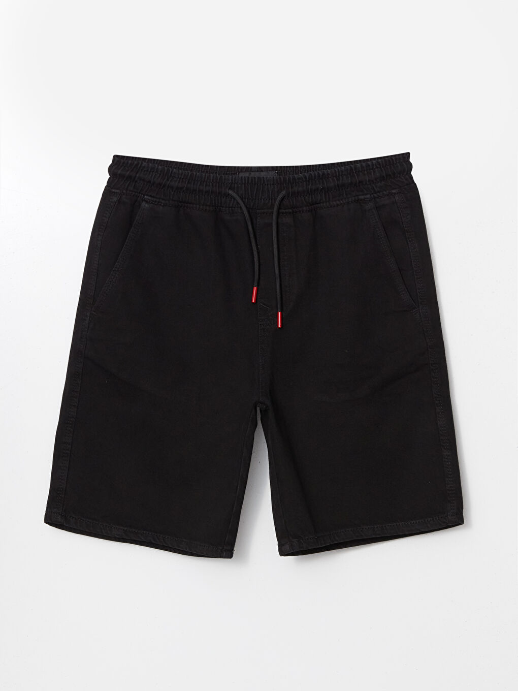 Siyah Rahat Kalıp Erkek Jean Şort-4