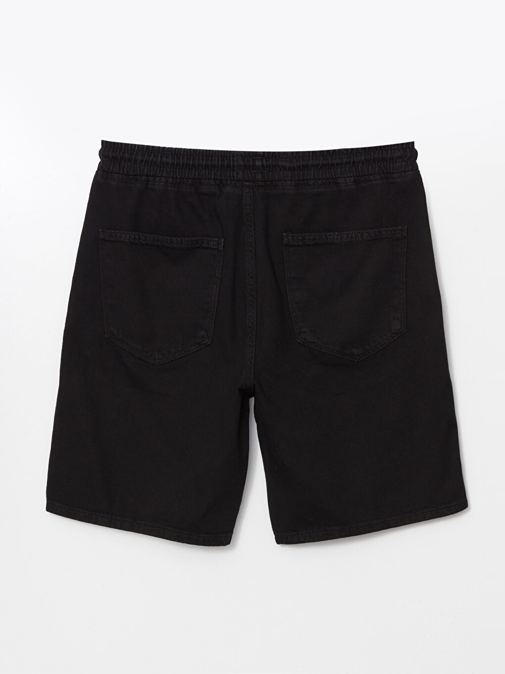Siyah Rahat Kalıp Erkek Jean Şort-5