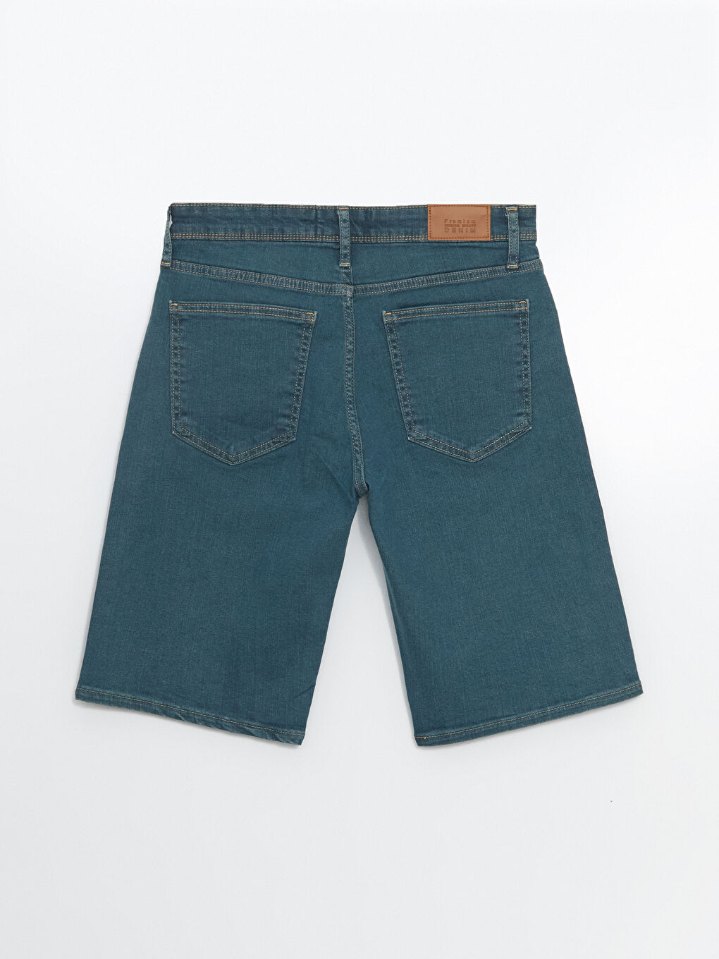 Yeşil Standart Kalıp Erkek Jean Şort-5