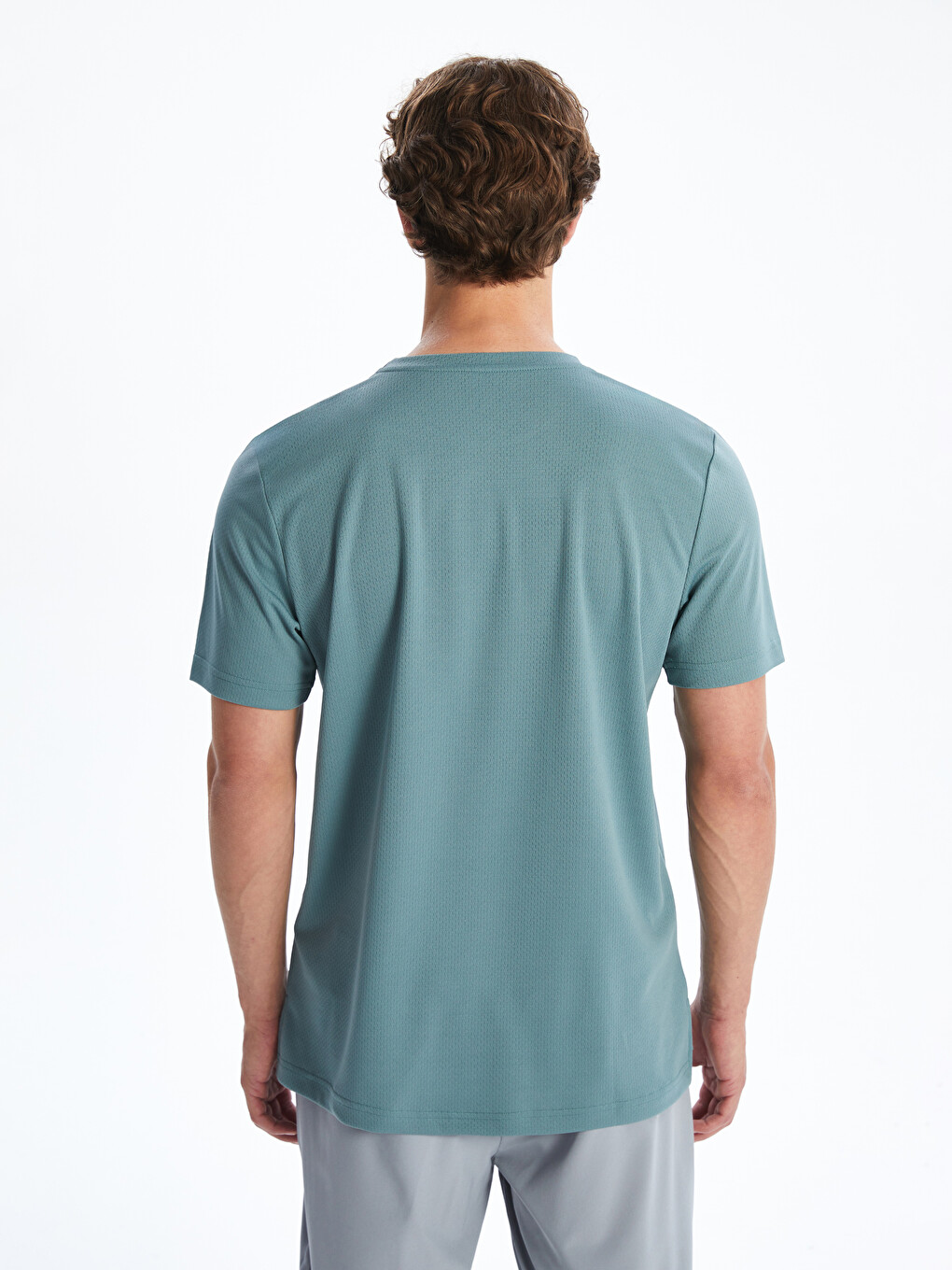 Tricou Sport Texturat Cu Mânecă Scurtă Și Guler Rotund Pentru Bărbați-3