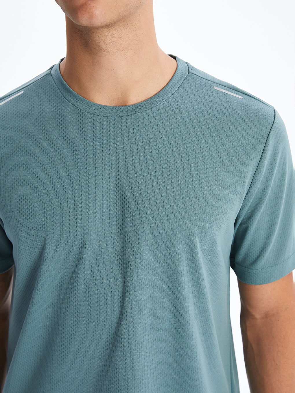 Mavi Bisiklet Yaka Kısa Kollu Erkek Spor Dokulu Tişört-2