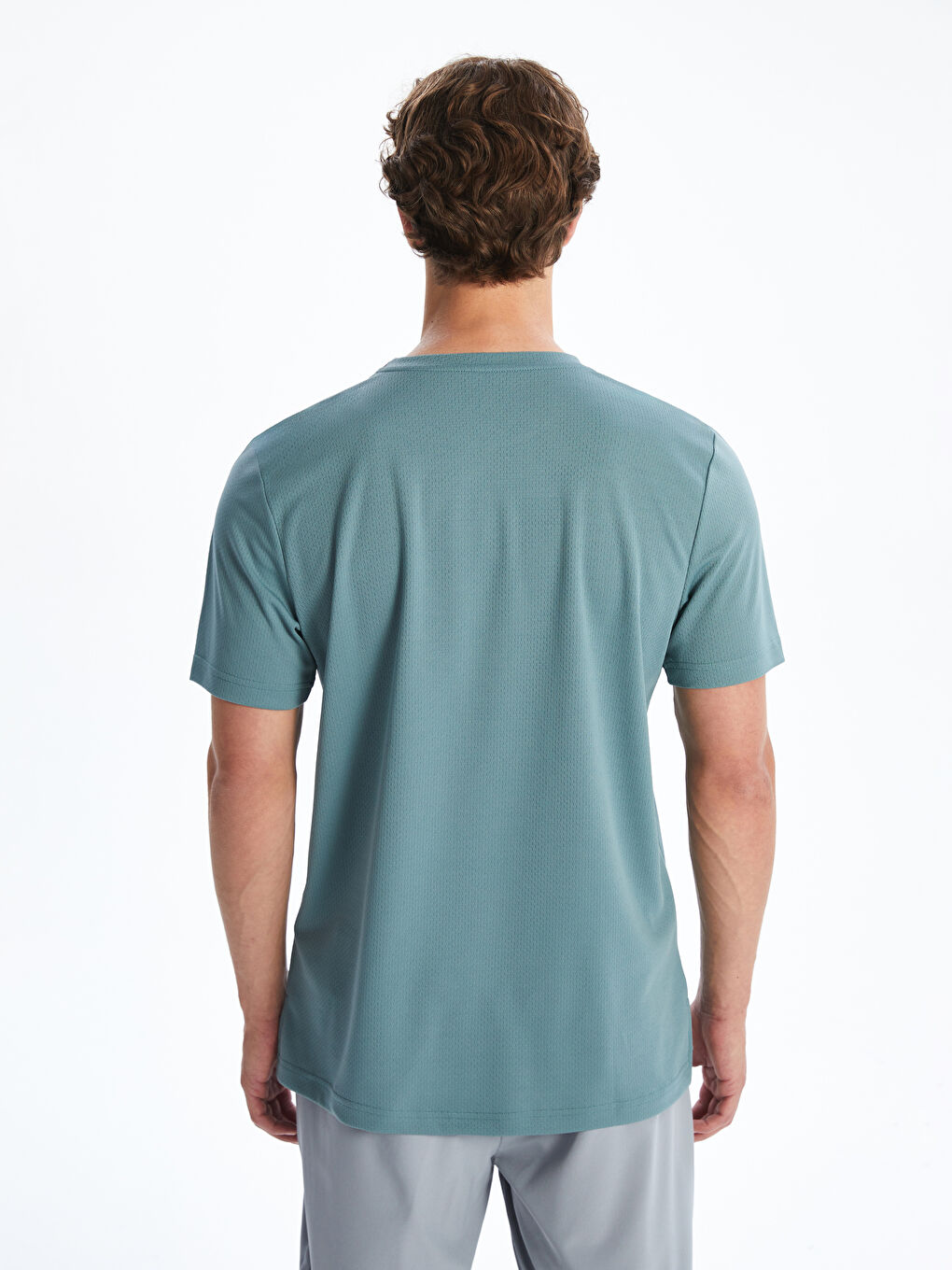 Mavi Bisiklet Yaka Kısa Kollu Erkek Spor Dokulu Tişört-3