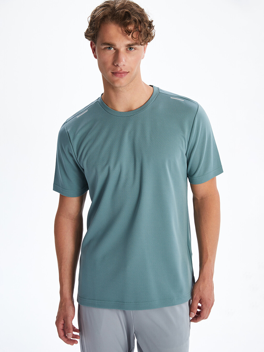 Tricou Sport Texturat Cu Mânecă Scurtă Și Guler Rotund Pentru Bărbați