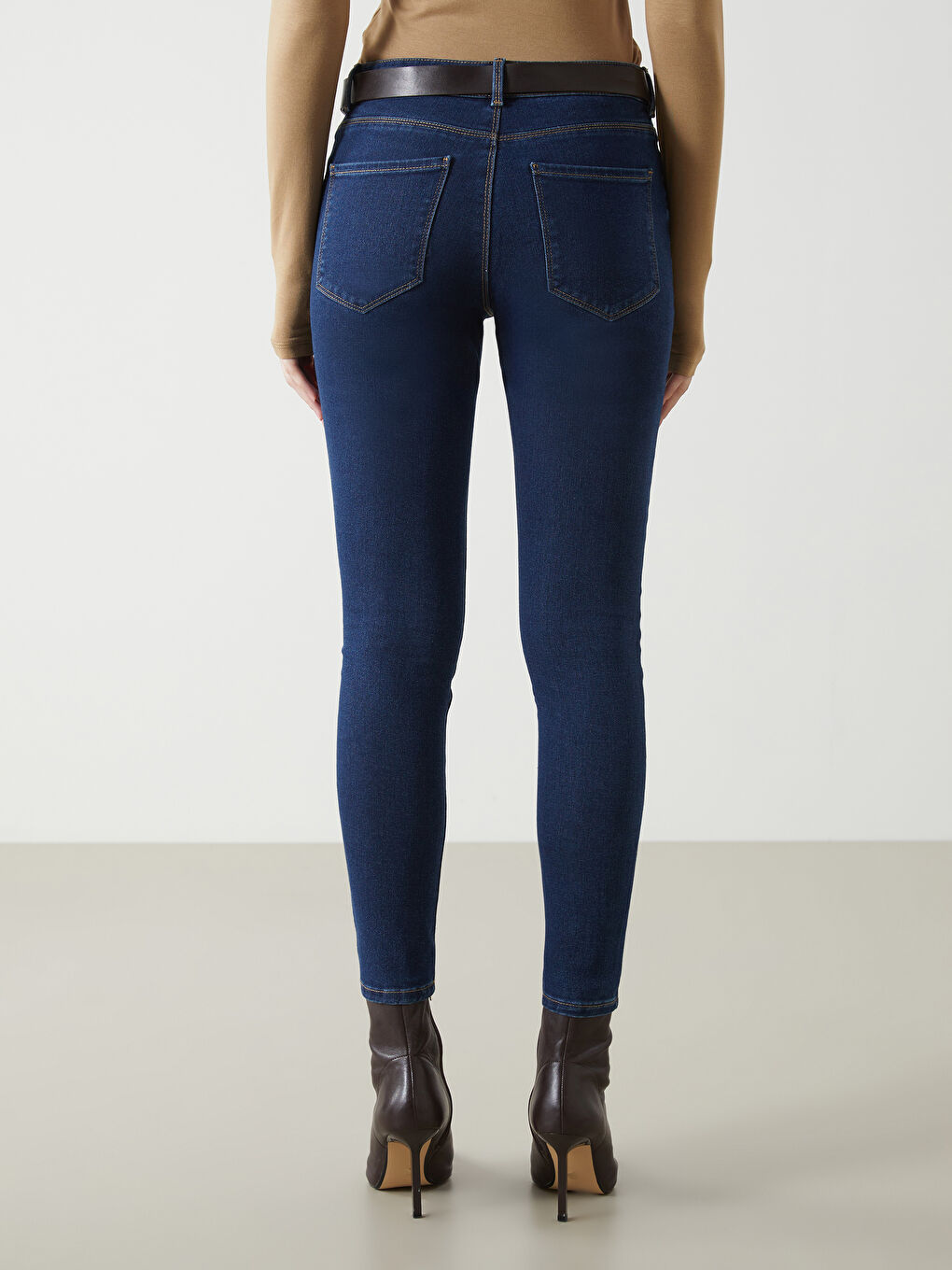İndigo Beli Kemerli Mercury Skinny Fit Kadın Jean Pantolon-3