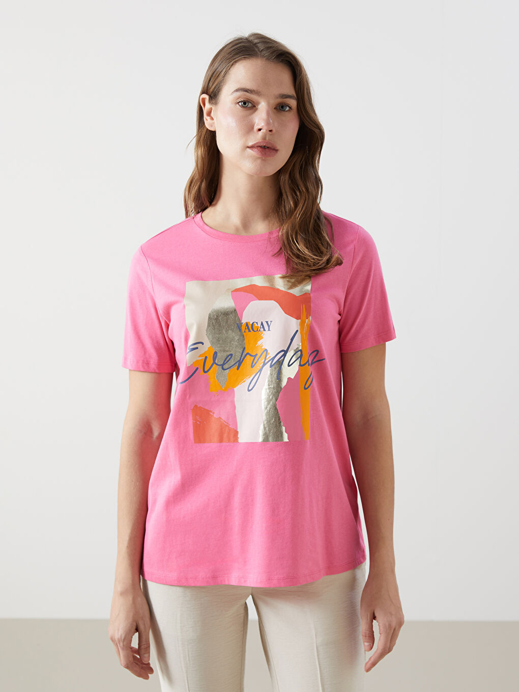 Crew Neck Printed Jersey Women's T-Shirt -S4IM58Z8-R0J
