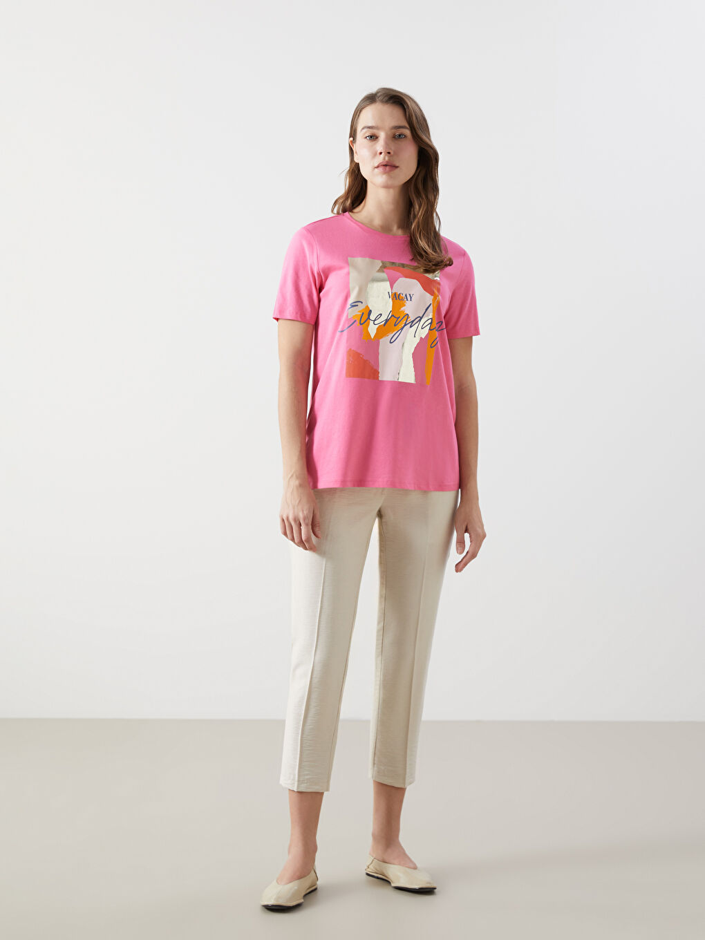 Crew Neck Printed Jersey Women's T-Shirt -S4IM58Z8-R0J
