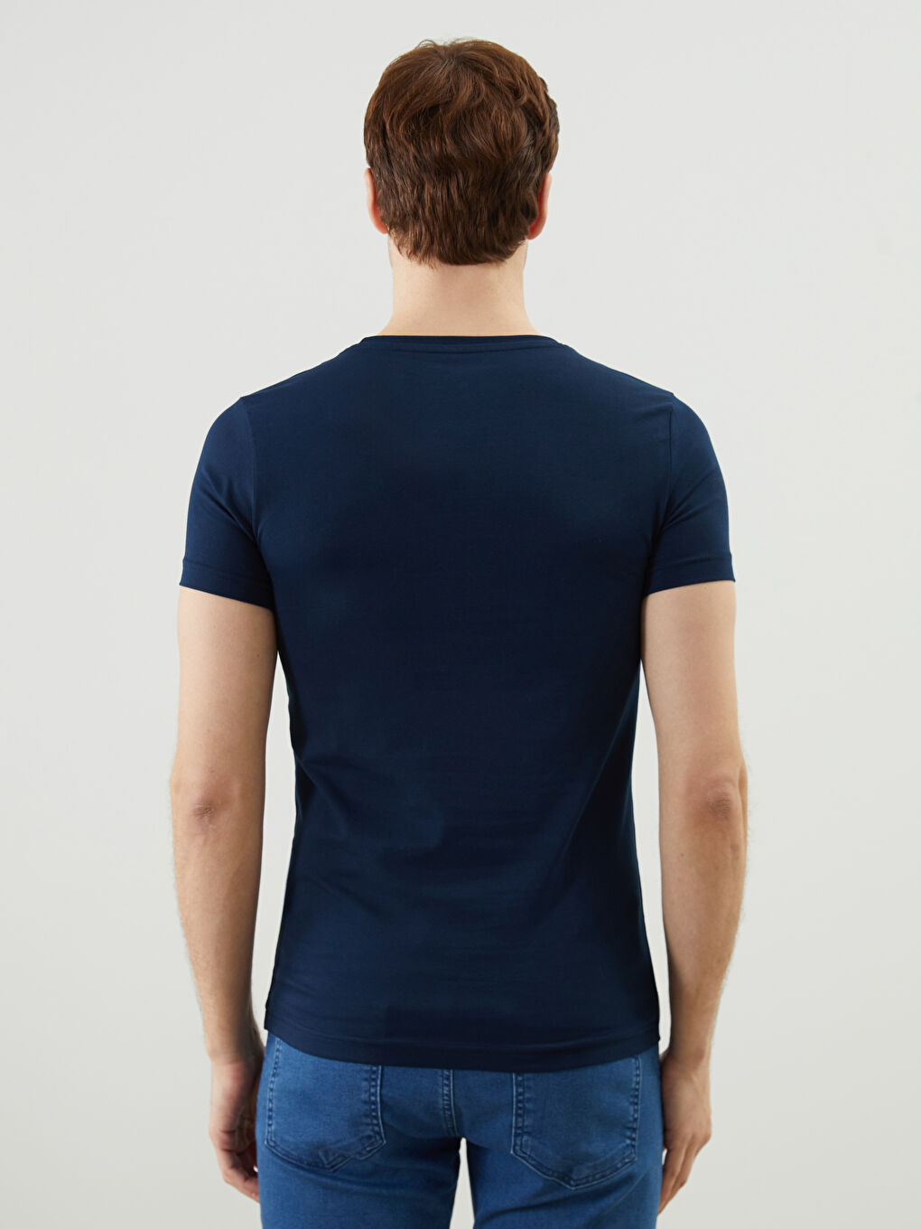 Lacivert Bisiklet Yaka Penye Erkek Atlet-3