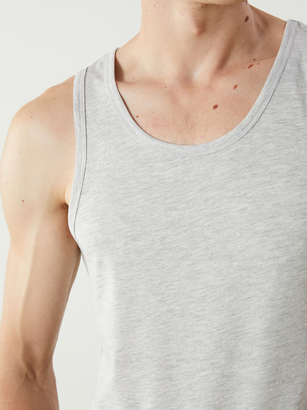 Gri U Yaka Penye Erkek Atlet 2'li-5