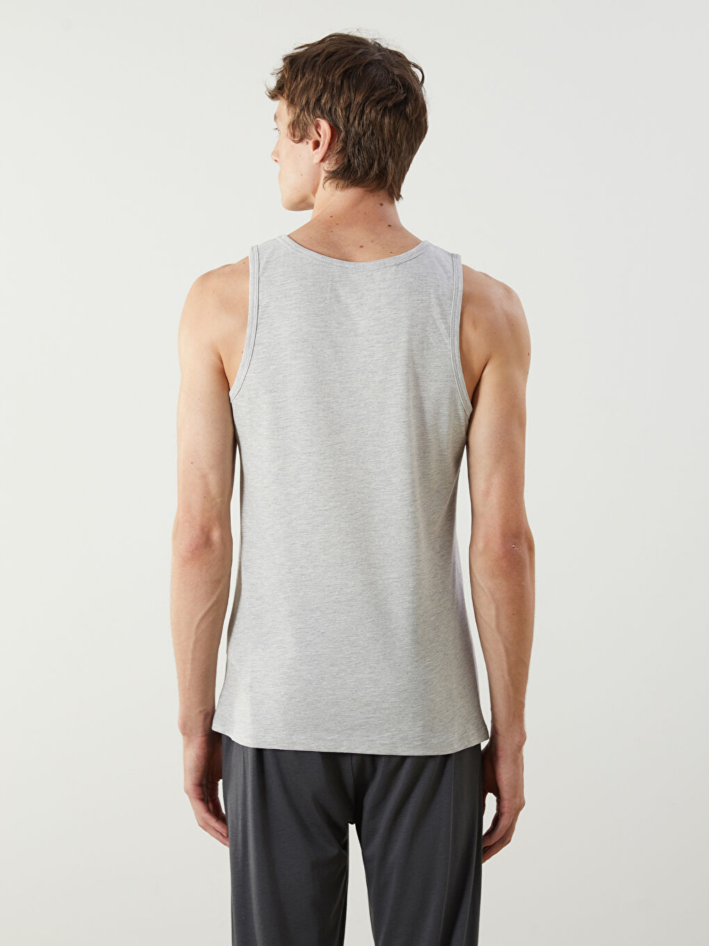 Gri U Yaka Penye Erkek Atlet 2'li-6