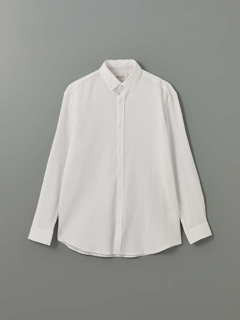 Beyaz Regular Fit Uzun Kollu Erkek Dokulu Gömlek-4