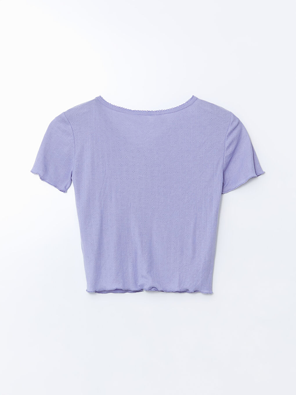 Lila V Yaka Kendinden Desenli Kadın Pijama Üstü-11