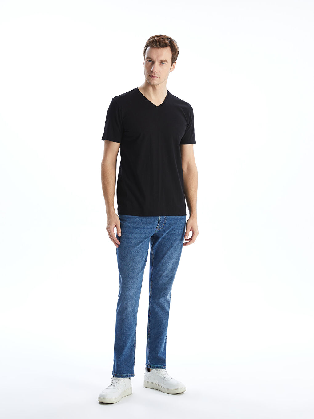 V Neck Plain Men's T-Shirt-1