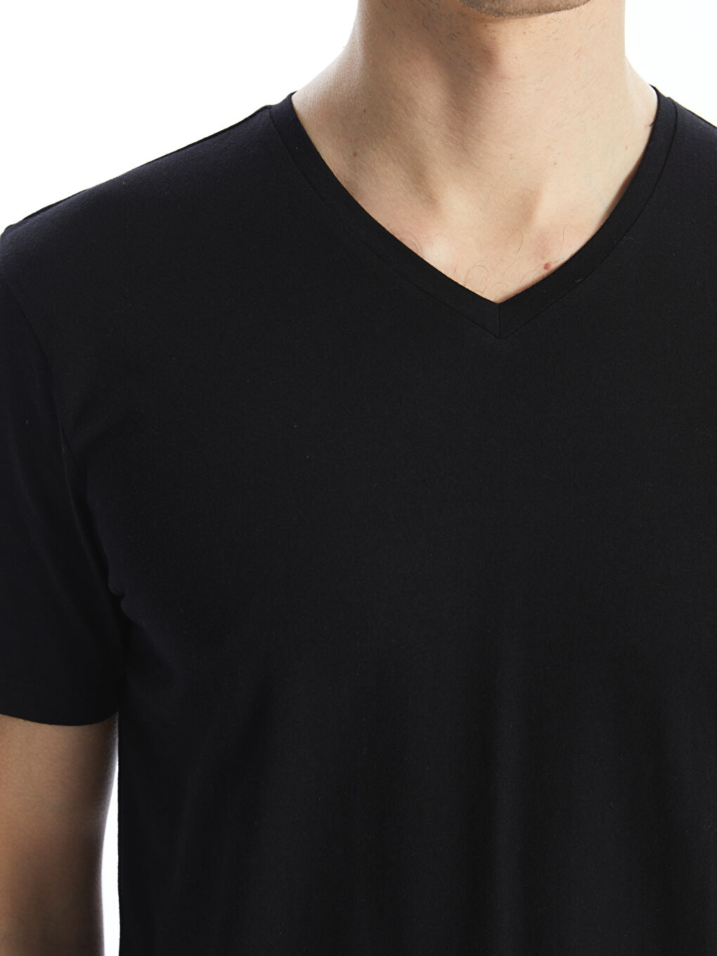 V Neck Plain Men's T-Shirt-2