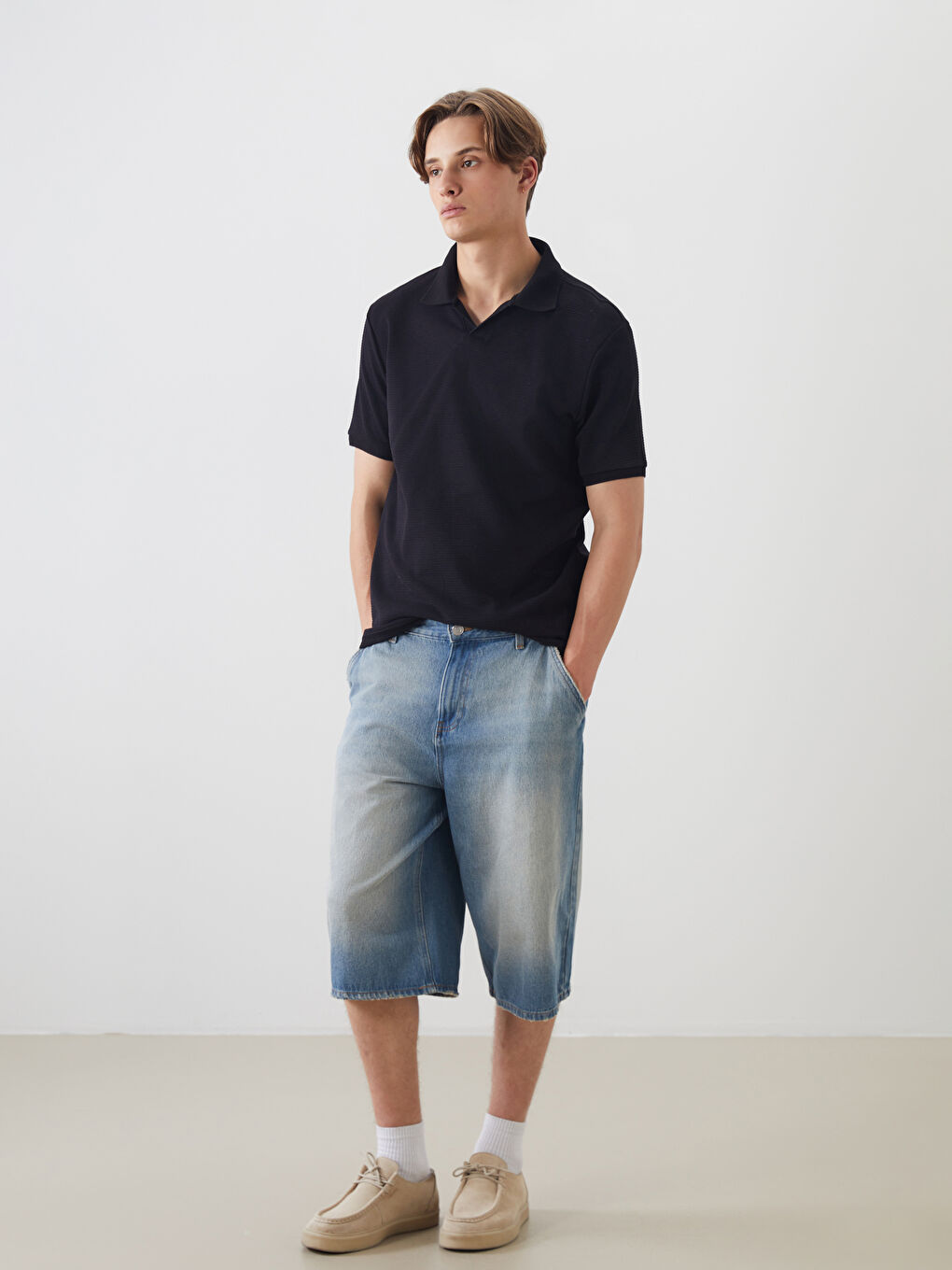 Polo Neck Short Sleeve Men's T-Shirt-1