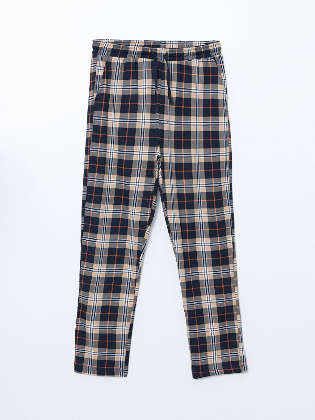 Bej Standart Kalıp Ekose Erkek Pijama Alt-4