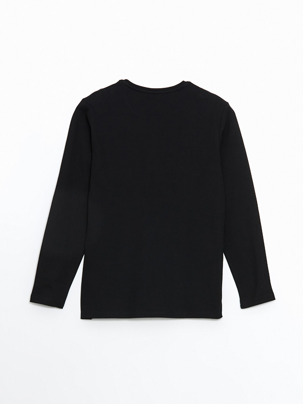 Siyah Bisiklet Yaka Uzun Kollu Erkek Pijama Üst-5