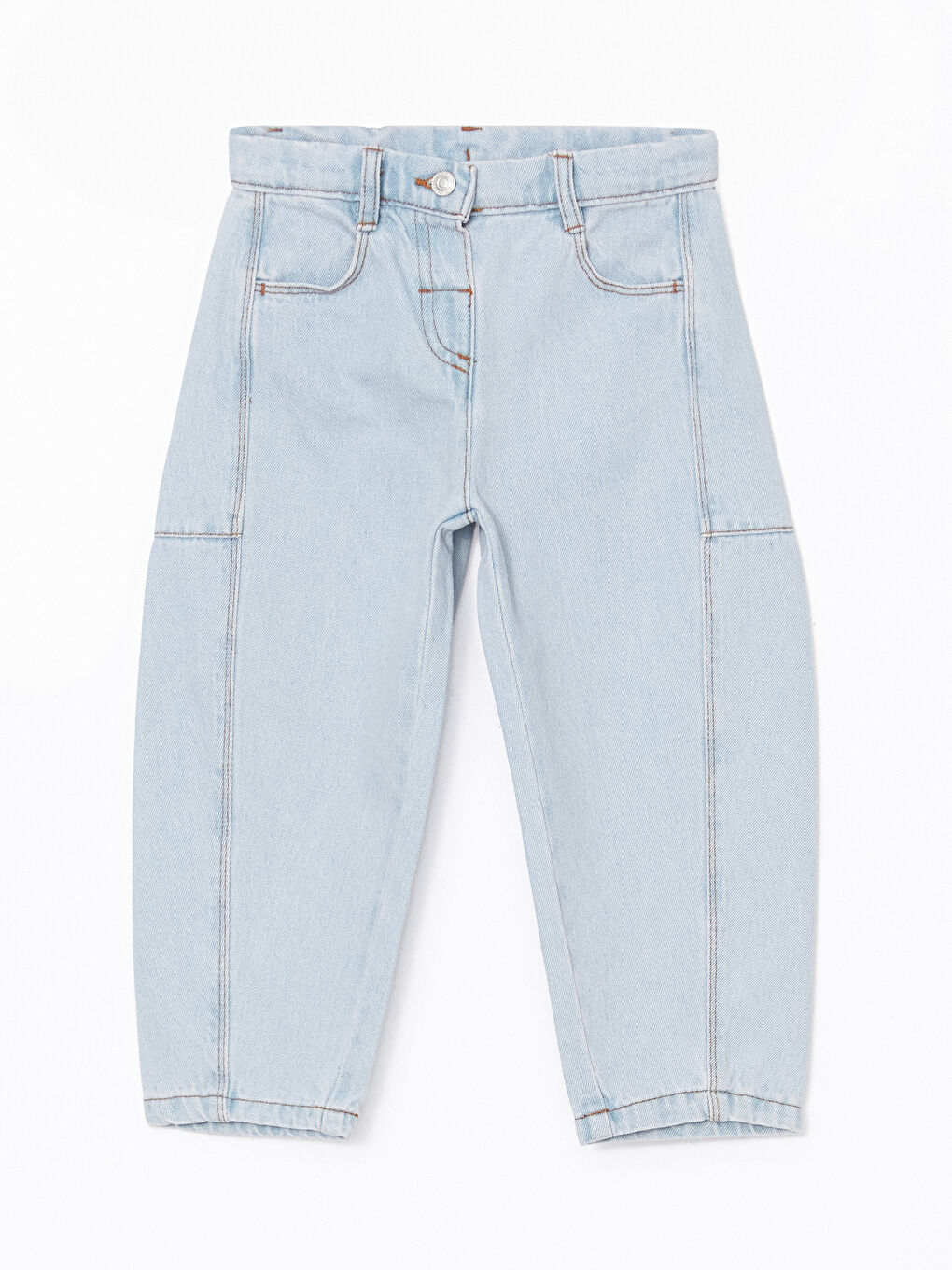 Mavi Beli Lastikli Kız Çocuk Jean Pantolon-1