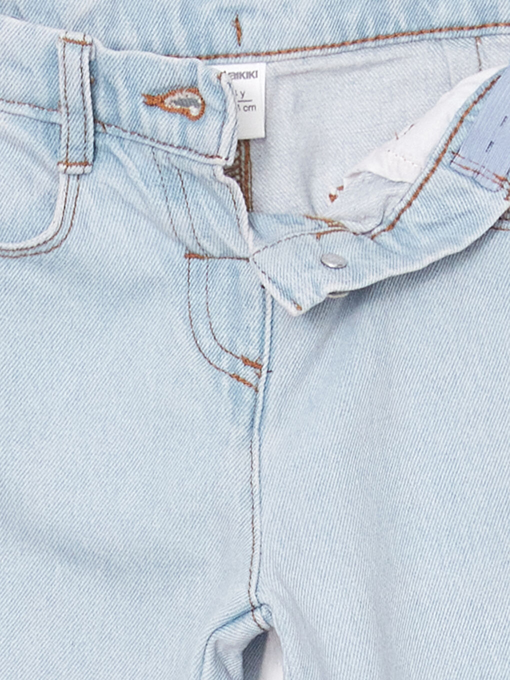 Mavi Beli Lastikli Kız Çocuk Jean Pantolon-2