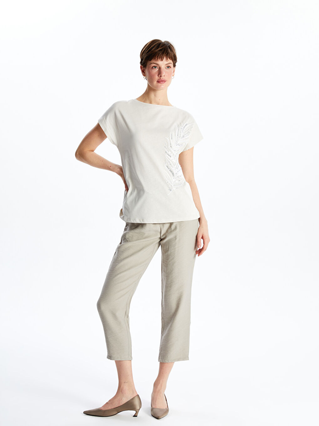 Elastic Waist Carrot Fit Women's Trousers -W49391Z8-GD0