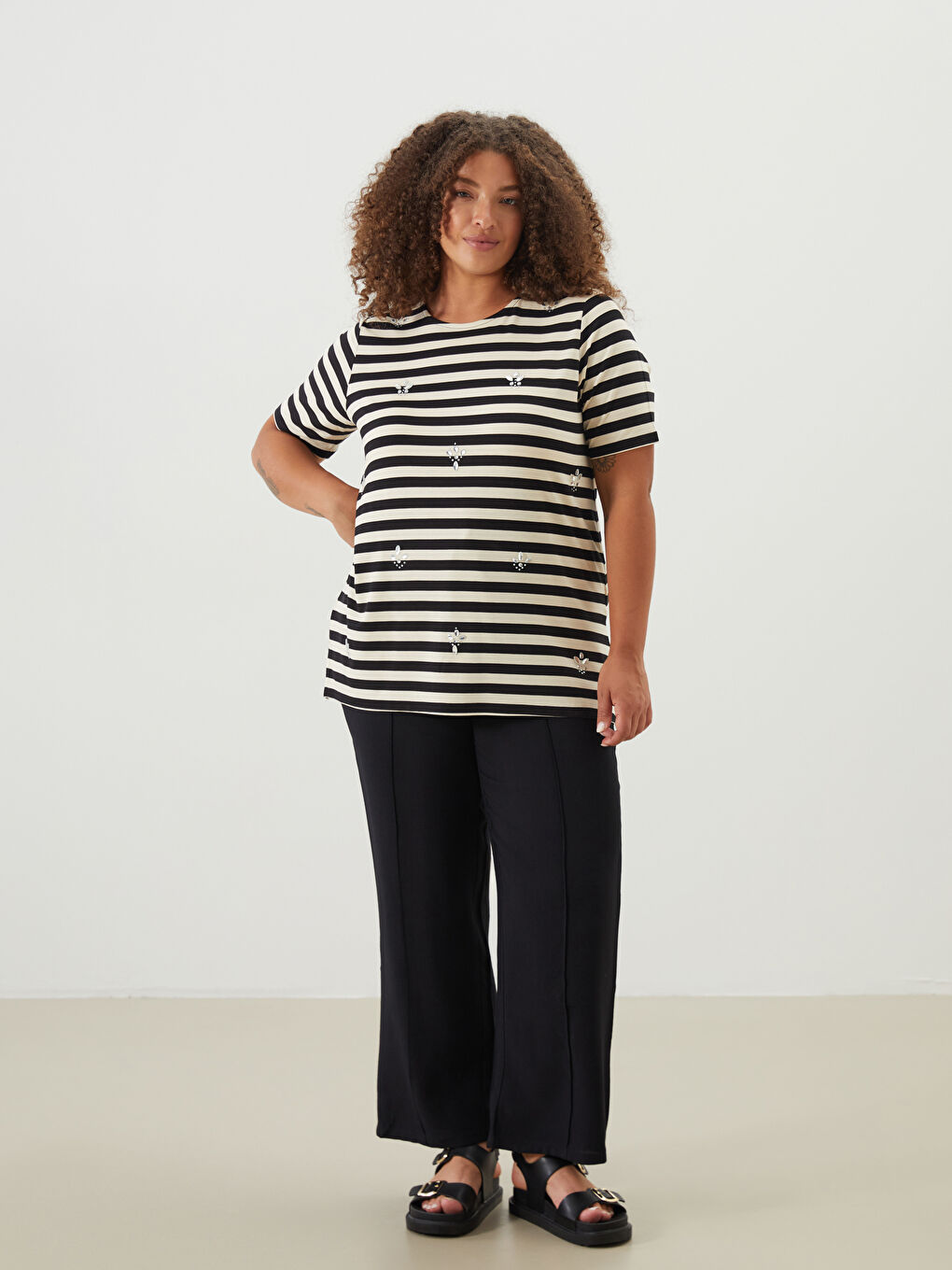 بنطلون وسط مرن للسيدات-1