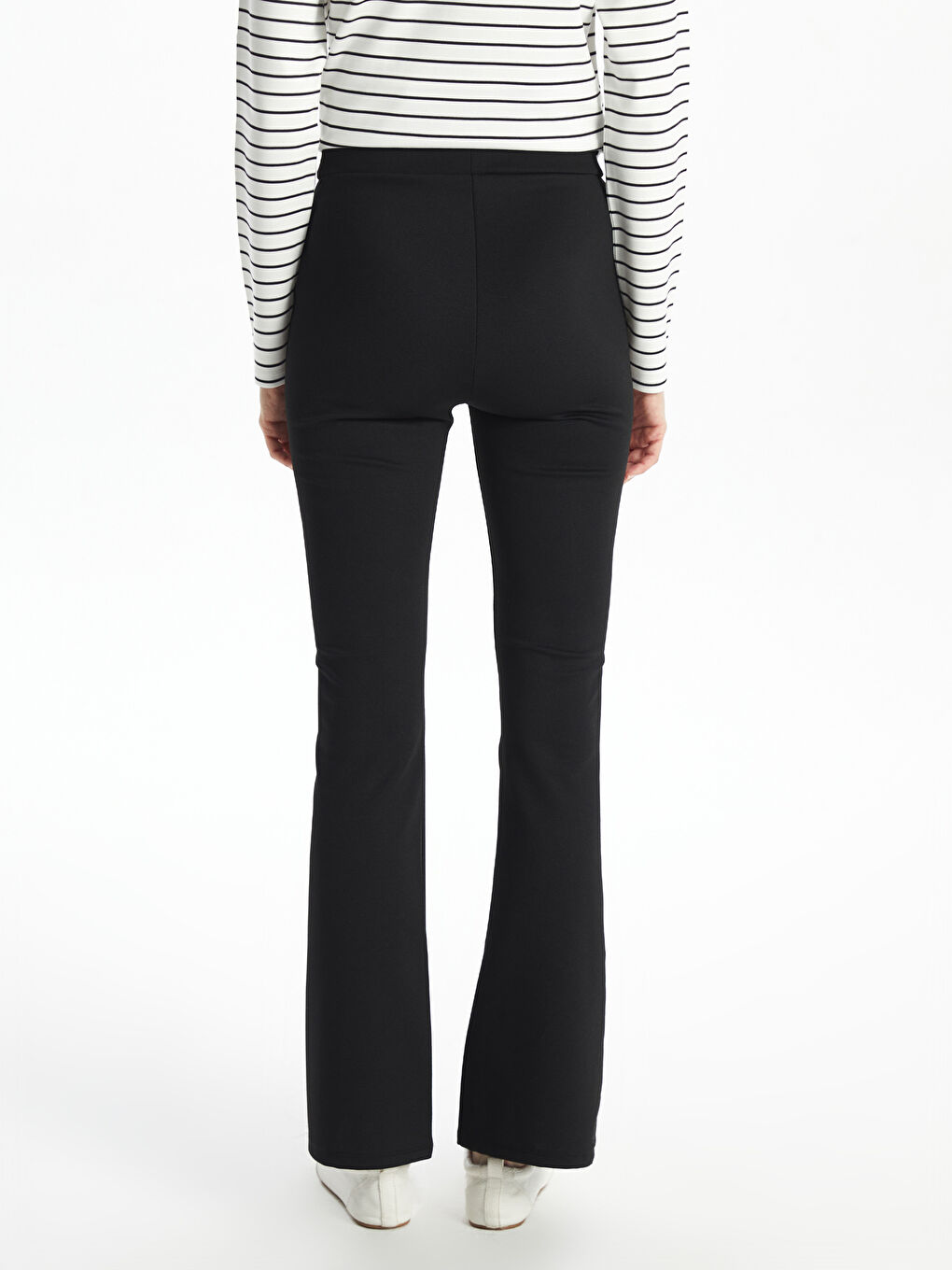 Siyah Dar Fit İspanyol Paça Kadın Tayt Pantolon-3