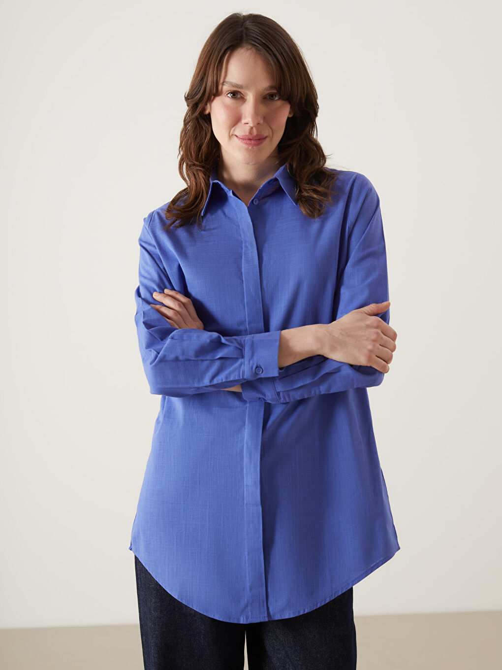 LCWAIKIKI Classic Hidden Button Women's Shirt Tunic -W4AL90Z8-GXL