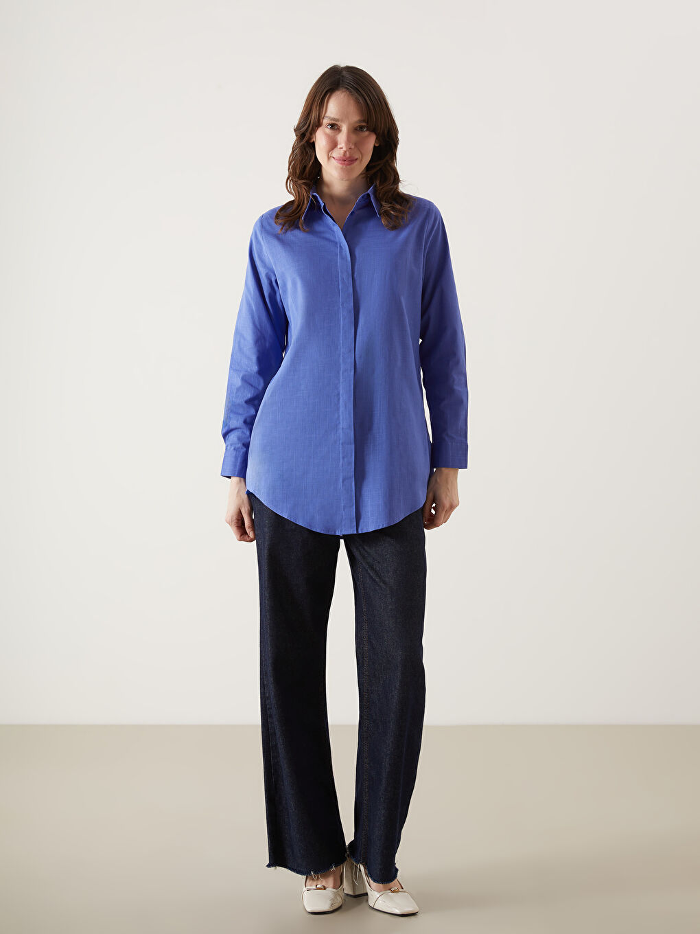 LCWAIKIKI Classic Hidden Button Women's Shirt Tunic -W4AL90Z8-GXL