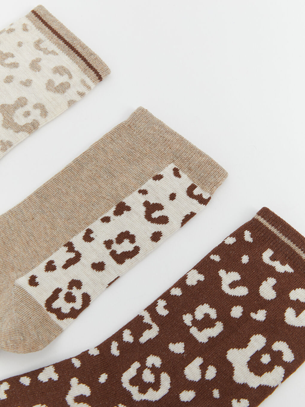 Bej Desenli Kadın Soket Çorap 5'li-1