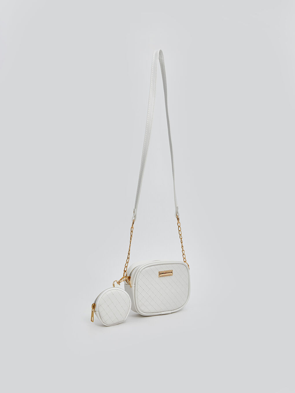 Beyaz Deri Görünümlü Kız Çocuk Omuz Çantası